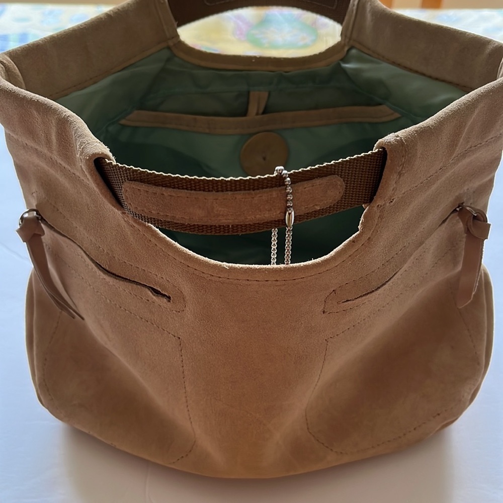 Apostrophe Mini Tan Suede Hand Bag - Picture 12 of 12